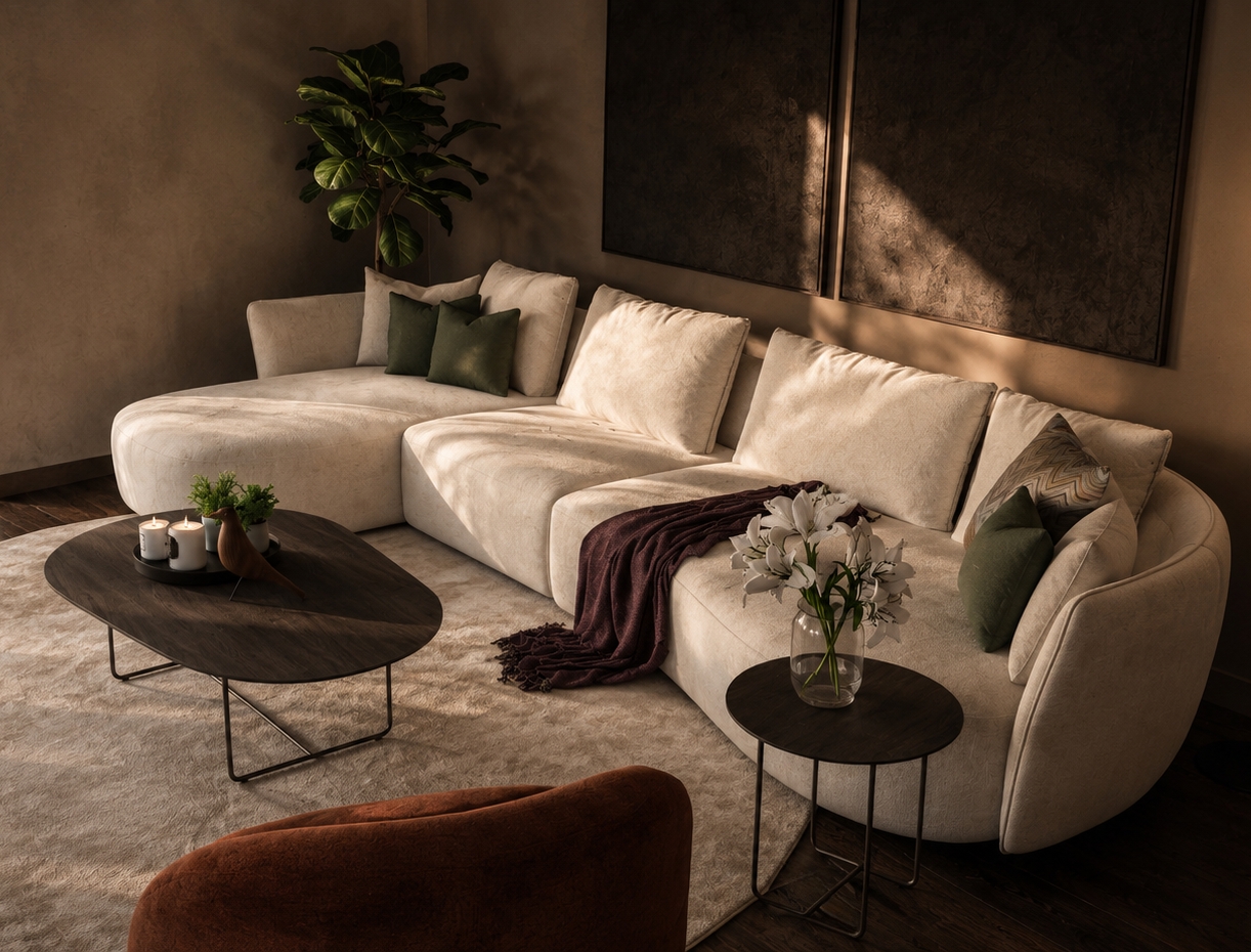 organische vorm salon met longchair